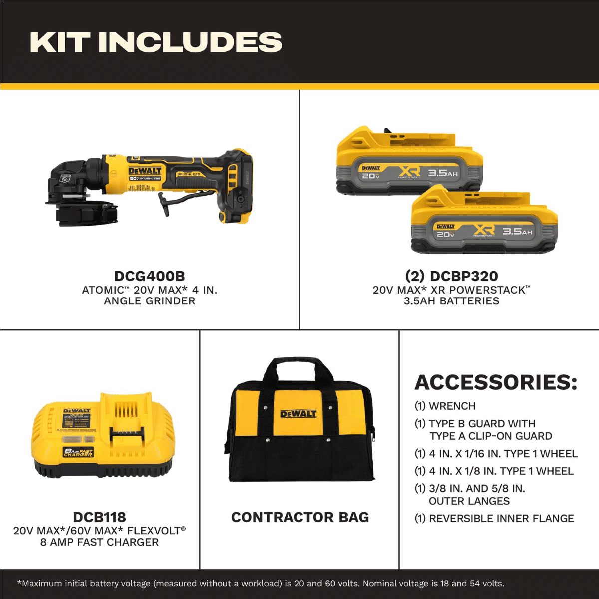 DeWalt ATOMIC 20V MAX 4 Inch Angle Grinder Kit with XR POWERSTACK
