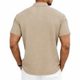 thumbnail image 5 of Polo T Shirts for Men Solid Color Summer Casual Knit Short Sleeve Button Down with Pattern Business Collar Breathable Golf Shirts for Men Khaki S, 5 of 7