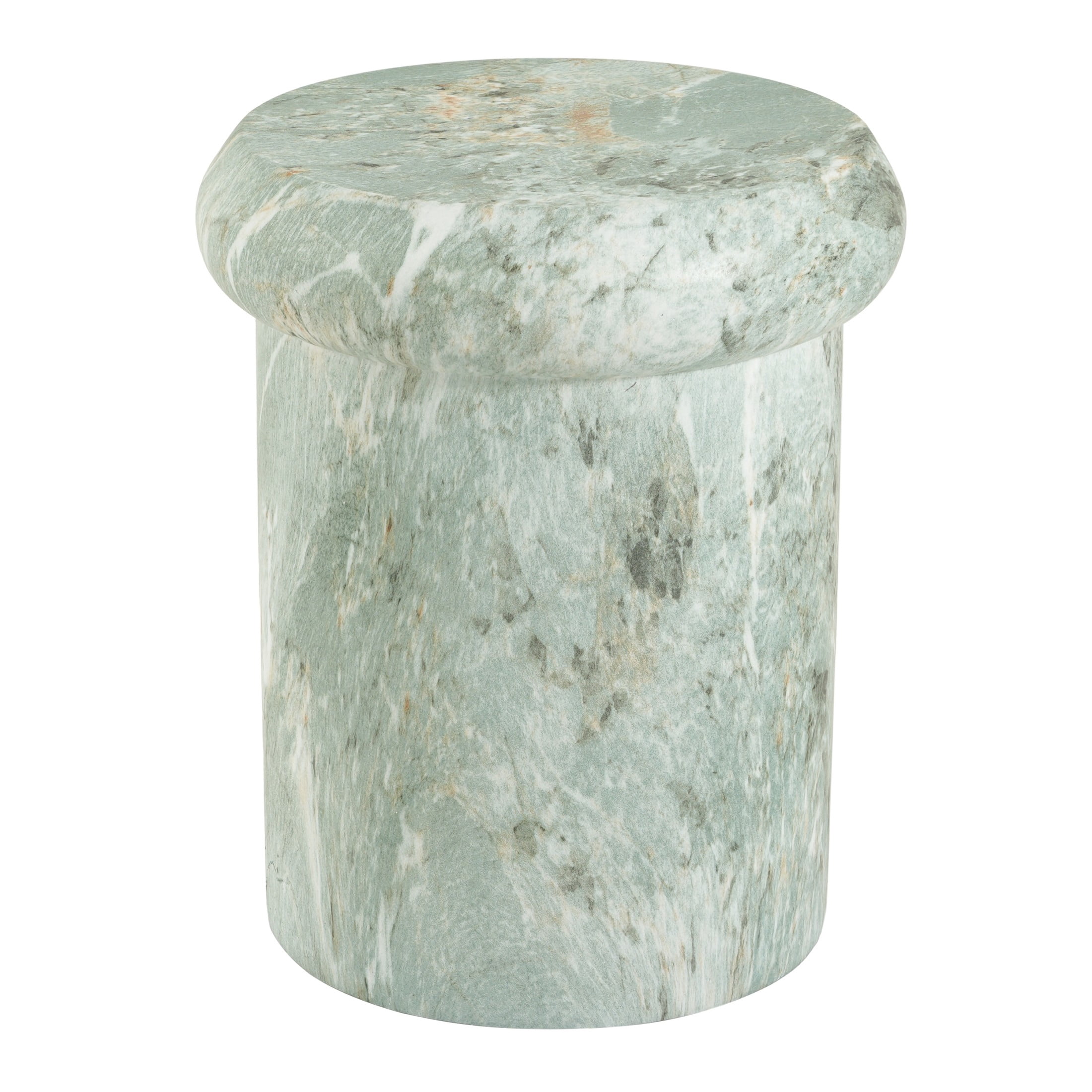 Christopher Knight Home 18.1" Modern MGO Sculptural Round Side Table, Green Marble Travertine Finish