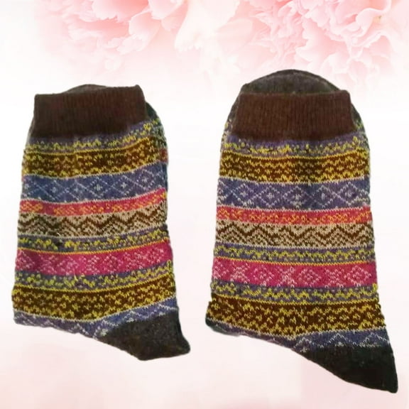 Soimiss 1Pair Winter Rabbit Wool Socks Warm Breathable Unisex Multi Color for Holiday