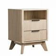 thumbnail image 6 of CHITOOMA 2-Drawer Nightstand with Open Shelf, Wood Fluted Bedside Table with Storage, Small End Table for Bedroom Living Room, Natural, 6 of 9