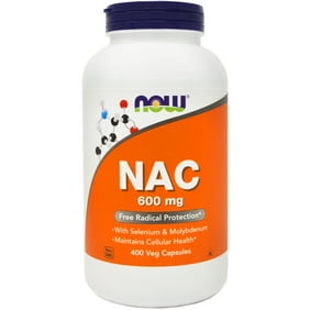 NOW NAC 600 mg, 400 Veg Capsules, N-Acetyl Cysteine with Selenium