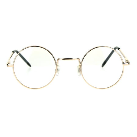 Classic Metal Rim Round Circle Lens Pimp Hippie Clear Lens Eye Glasses Gold