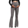 thumbnail image 2 of KANG Fashion Women's High-Waisted Maternity Yoga Pants Crossed Support Belly Band Flattering Flared Leg Design Soft Stretchy Comfortable Prenatal Workout Leggings Grey L, 2 of 6