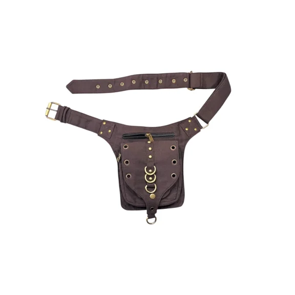 Narayani Crafts Unisex Fanny Pack Utility Waist Bag Cotton Canvas Brown 1 Piece