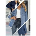 thumbnail image 5 of Necooer Womens Ripped Jacket Button Down Distressed Oversize Vintage Denim Jacket Coat With Pockets Dark Blue, 5 of 7