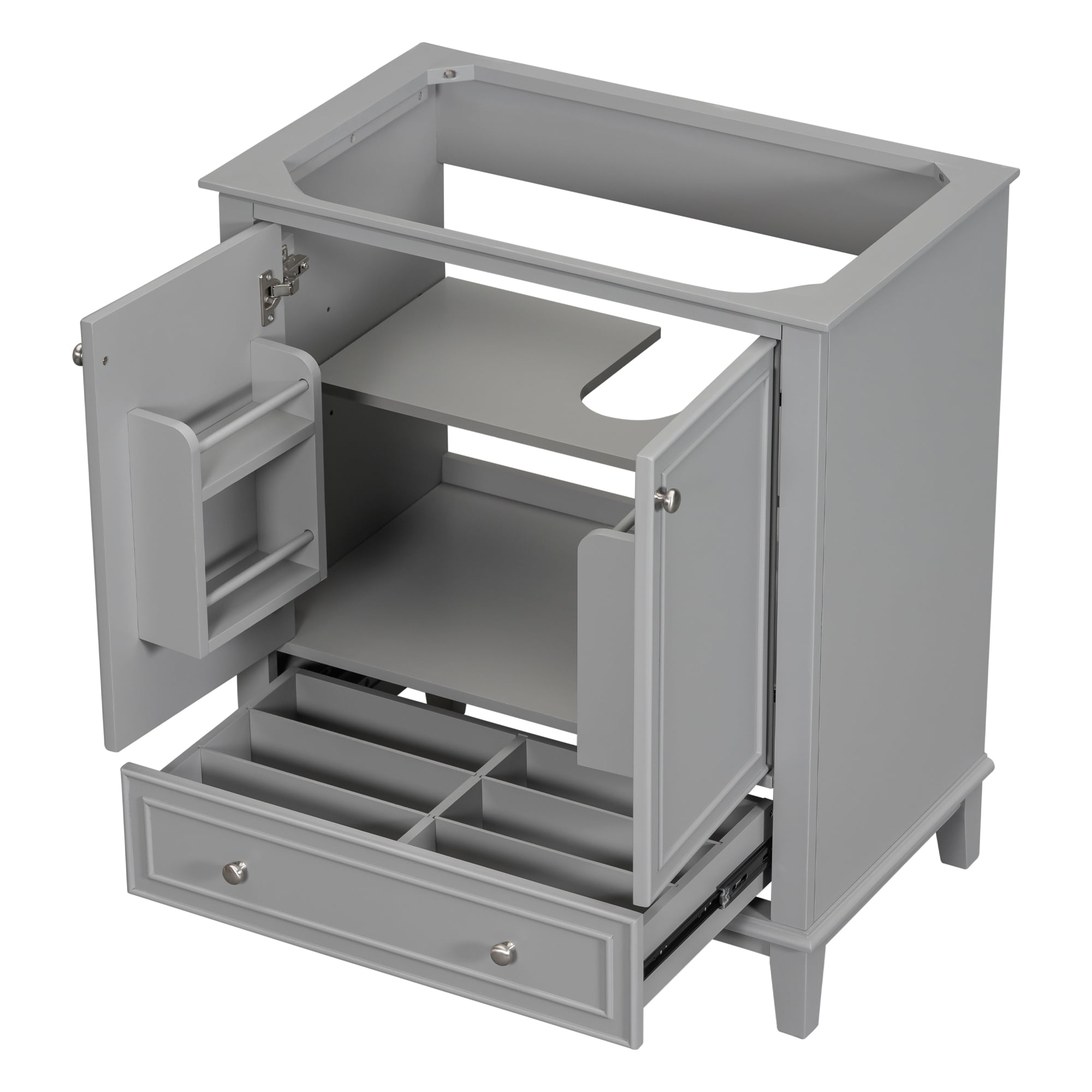 Furvclv 30" Bathroom Vanity, Bathroom Storage Cabinet Without Sink, Multi-functional Bathroom Vanity With Doors Drawers Adjustable Shelf, Solid Frame MDF Board Cabinet