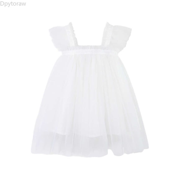 Dpytoraw Toddler Girls Fly Sleeve Holiday Party Mesh Dress Dance Party Princess Dresses Girls Tulle Dresses Size 4-5 Years