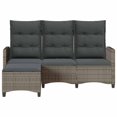 thumbnail image 3 of vidaXL Reclining Garden Sofa with Cushions L-shaped Grey Poly Rattan, 3 of 5