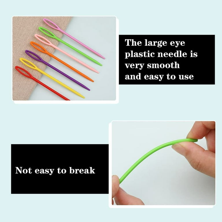 NUTJAM 2.7 Large Eye Plastic Sewing Needles,100 Pcs Colorful Plastic Yarn  Lacing Sewing Needles, Safety Learning Needles for Kids Children DIY