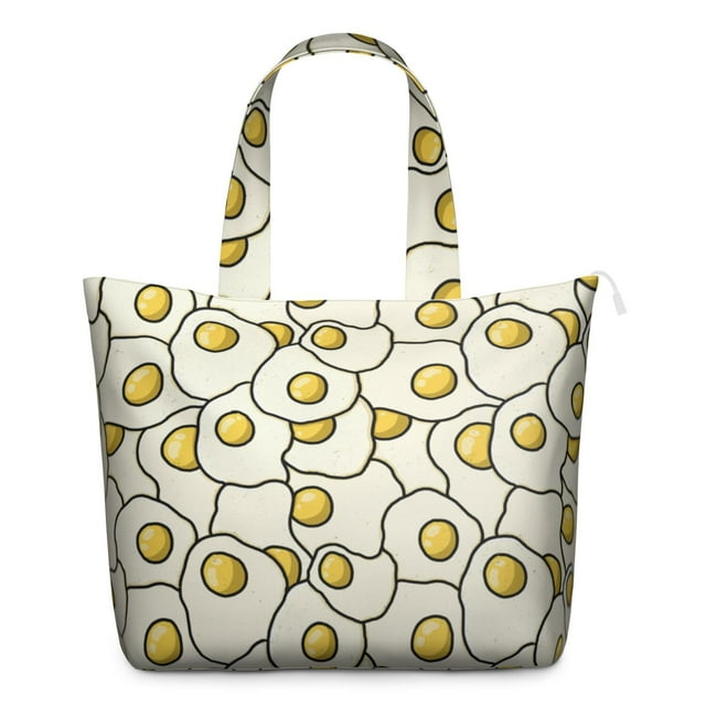 Weekender Bag with Food Eggshell Artwork Large Capacity Travel Tote Bag Featuring Fried Egg Chick Patterns, Lightweight Airplane Friendly for Weekend Trips