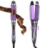 NEXPURE Curling Iron, Ionic Hair Curler Brush and Straightener 2 in 1 for All Hair Types, 30s Fast Heat, Purple