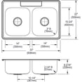 thumbnail image 2 of Elkay Dayton Stainless Steel 33" x 22" x 8-3/16", Equal Double Bowl Drop-in Sink, 2 of 7