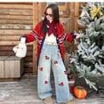 thumbnail image 5 of BOOMNY Girls Baggy Jeans Wide Leg Jeans for Girl Trendy Butterfly Embroidery Elastic Waist Lightweight Loose Fit Soft Denim Pants With Pocket, 5 of 9