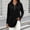 Black, variant on Women's Hooded Tunic Top Half Zip Long Sleeve Drawstring Relaxed Loose Fit Side Slit Curved Hem Casual Everyday Wear