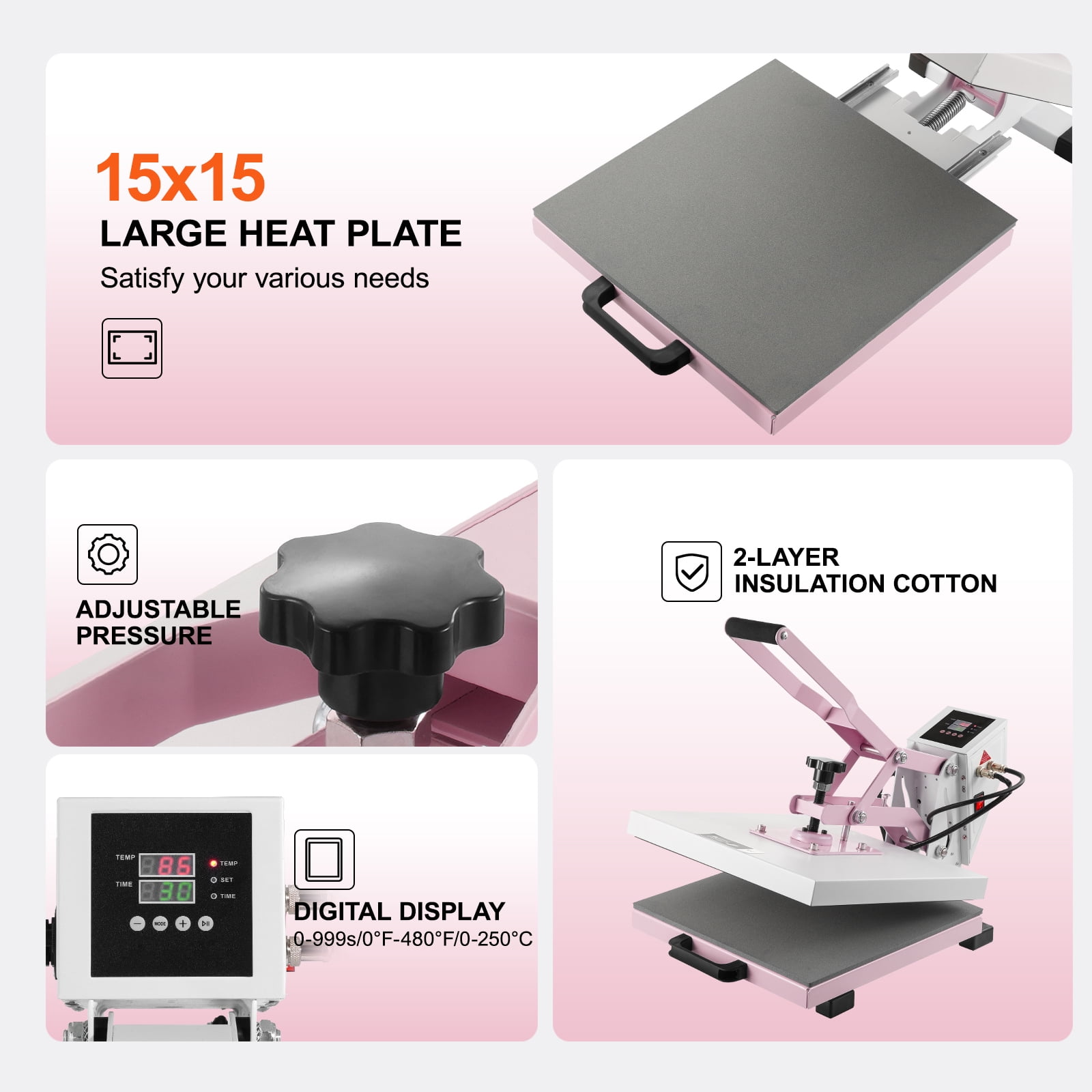 KFFKFF Heat Press Machine, 15 x 15 inch Electronic Heat Imprinting Device, Slide Out Heat Transferring Equipment, Quick and Uniform Warming, Dual-Layer Insulation Cotton, Heat Transferring Equipment