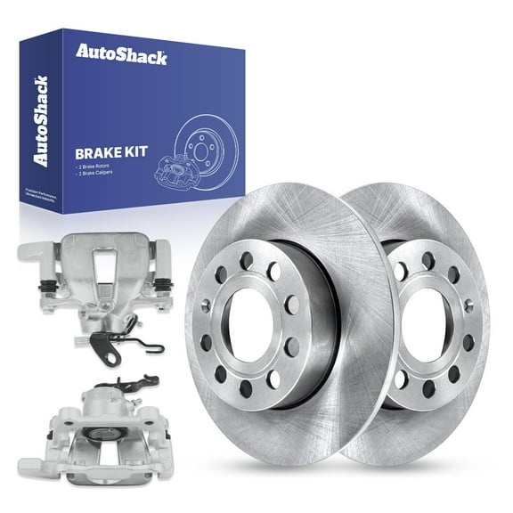 AutoShack Rear Brake Rotors Calipers | Replacement for 2005-2009 VW Jetta 2008 Rabbit 2008 Audi A3 1.9L 2.0L 2.5L FWD | 4-PC Brake Kit