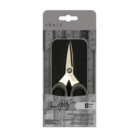 Tim Holtz Haberdashery Scissors Titanium-Coated Double Beveled, 5", Multicolor