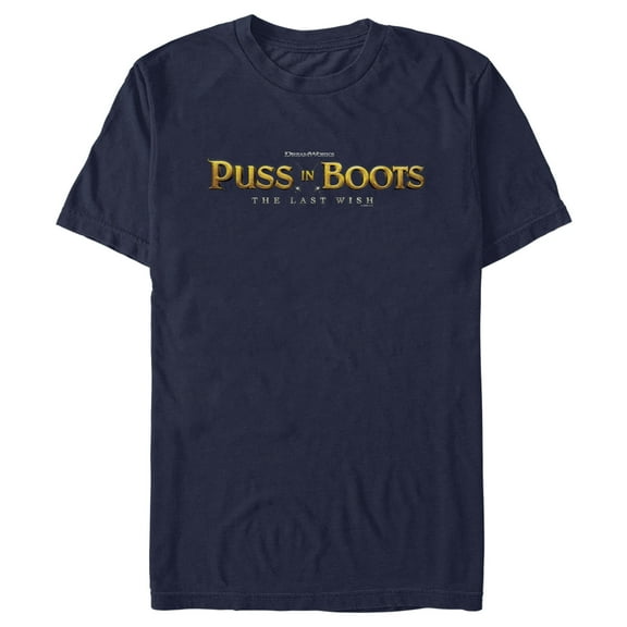 Men's Puss in Boots: The Last Wish Movie Logo  Graphic Tee Navy Blue 3X Large