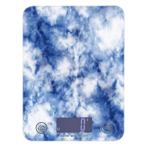 High Precision Digital Kitchen Scale Tempered Glass Food Scale Multifunction Scale Small Kitchen Appliances Blue Tie-dye Pattern