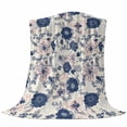 thumbnail image 6 of Navy Blue Floral Blanket Soft Cozy Warm Throw Blanket for Couch, Plush Fuzzy Flannel Fleece Blankets for Sofa, Vintage Watercolor Botanical Flower Leaf Bed Blankets Lightweight Gifts for Men, 40"x50", 6 of 9