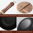 thumbnail image 2 of CLIQKWEN 10.2" Carbon Steel Wok Pan - Small Wok with Lid Nonstick Flat Bottom, Handmade Chinese Wok Japanese Iron Pan, Stir-Fry Pan with Glass Lid for All Stoves, 2 of 7