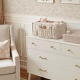 thumbnail image 6 of HUISZJ Floral Diaper Caddy Organizer, Stylish Nursery Storage Basket with Handle, Reusable Storage Bag for Newborn Work Travel Outdoor (Beige), 6 of 7