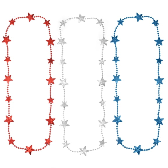 Way to Celebrate Americana Red, White, and Blue Metallic Beaded Necklace Set