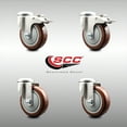 thumbnail image 2 of 4 Inch 316SS Maroon Polyurethane Swivel Bolt Hole Caster Set with 2 Lock Brake, 2 of 2