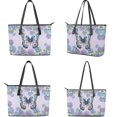 thumbnail image 3 of LedBack Butterfly Hydrangea Print Handbag and Purse Set Waterproof Top Handle Shoulder Bag with Matching Wallet Leather Totes Wallet and Purse Set, Purple, 3 of 4