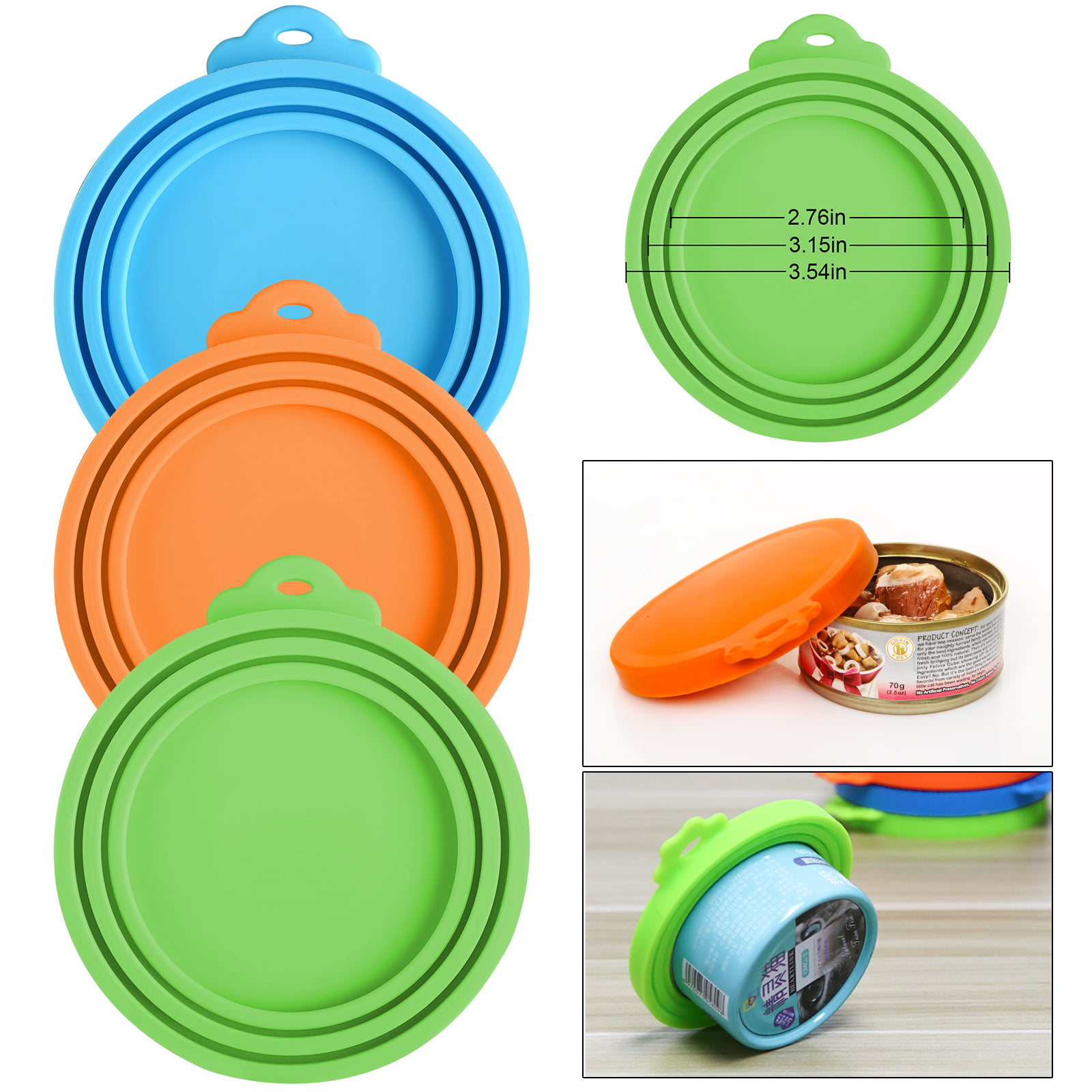 3Pcs Pet Food Can Covers, Universal Silicone Can Lids for Pet Food Cans