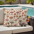 thumbnail image 4 of Mushroom Outdoor Waterproof Pillow Covers, Vintage Summer Botanical Pink Orange Decorative Square Throw Pillowcase Sofa Cushion Sham for Patio/Couch/Chair, 20"x20" 2 Pack, 4 of 8