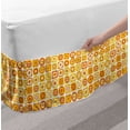 thumbnail image 2 of Floral Bed Skirt, Cubes Squares Geometric Botany Art Rhythmic Illustration Pattern, Elastic Bedskirt Dust Ruffle Wrap Around for Bedding Decor, 4 Sizes, Orange Mustard, by Ambesonne, 2 of 2