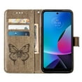 thumbnail image 6 of SaniMore Case for Motorola Moto G Play 2023 (6.5"), PU Leather Skin with Luxury Embossed Butterfly [Wrist Strap & Card Slots & Flip Kickstand] Full-body Shockproof Business Wallet Cover, Gray, 6 of 7