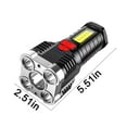 thumbnail image 3 of Rechargeable LED Flashlight | Portable High-Brightness Searchlight with 5 T900 Wicks | Super Bright Long-Range 450m | USB Quick Charge | IPX7 Waterproof | 4 Modes | ABS Non-Slip Handle | 13.5x6cm, 3 of 9
