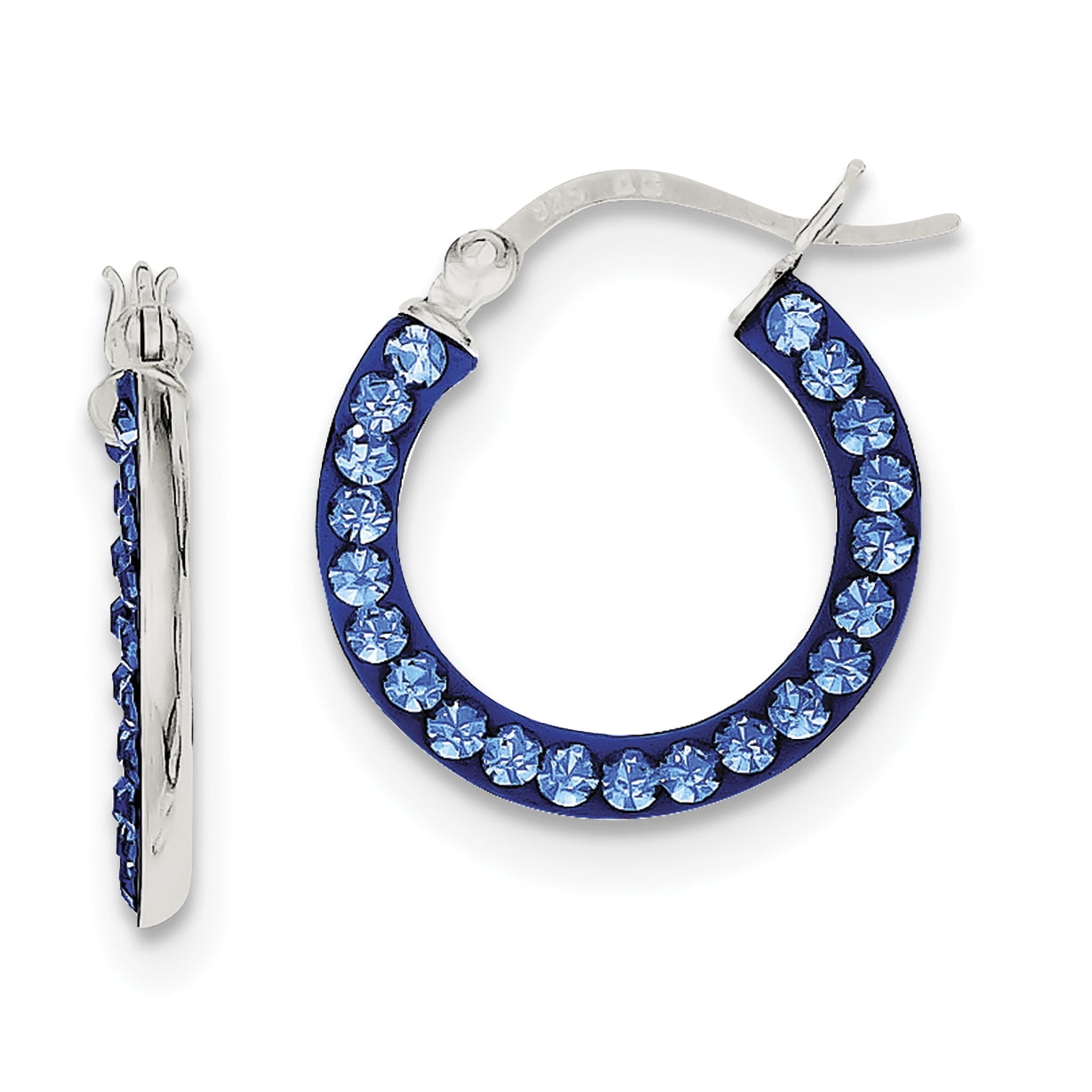 FB Jewels Solid Sterling Silver Rhodium-Plated Stellux Crystal Wave Hoop Earrings FB Jewels Solid Sterling Silver Rhodium-Plated Stellux Crystal Wave Hoop Earrings