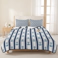 thumbnail image 3 of Twin Quilt Set 68''x86'', Navy Blue Anchor Nautical Lightweight Summer Bedspread Coverlet Set with 2 Pillow Shams, Coastal Ocean Summer Beach Breathable All Season Quilt Bedding for Dorm/Bedroom, 3 of 9