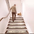 thumbnail image 7 of ICEANT 15PCS 30"x8" Non-Slip Stair Treads, Printed Abstract Indoor Runners, Washable Adhesive TPR Edging, Decorative Mats for Wood Steps,White, 7 of 7