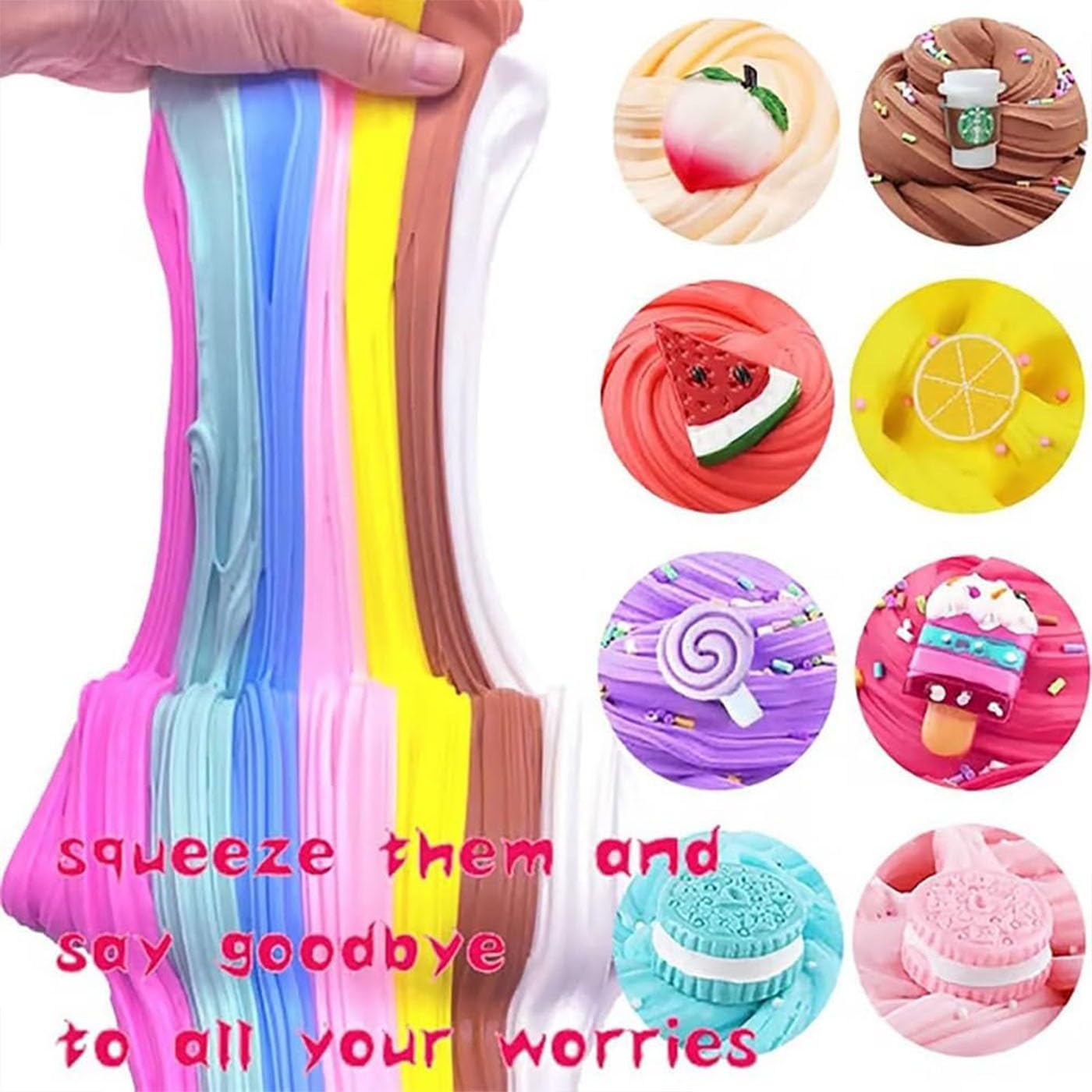 Fabricateup/Beingduty/Residencew Super Clay Slime, Super Clay Slime DIY Soft & Squishy Clays Scented Slimes Sensory Clays, Non-Sticky Stretchy Fluffy, Moldable Modeling Kit (9PCS)