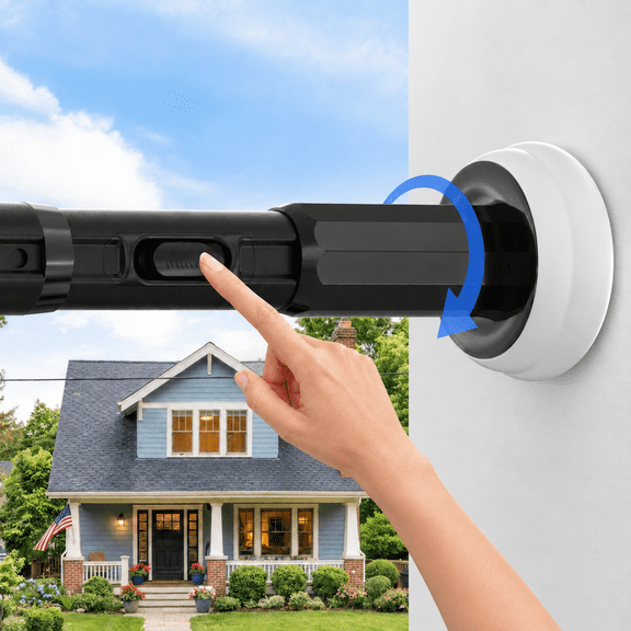 VEGCOO Adjustable Tension Curtain Rod 39-122 Inches, No Drill Push-Button-Spring Tension rod, 28mm Diameter Rod for Bathroom Window, Black