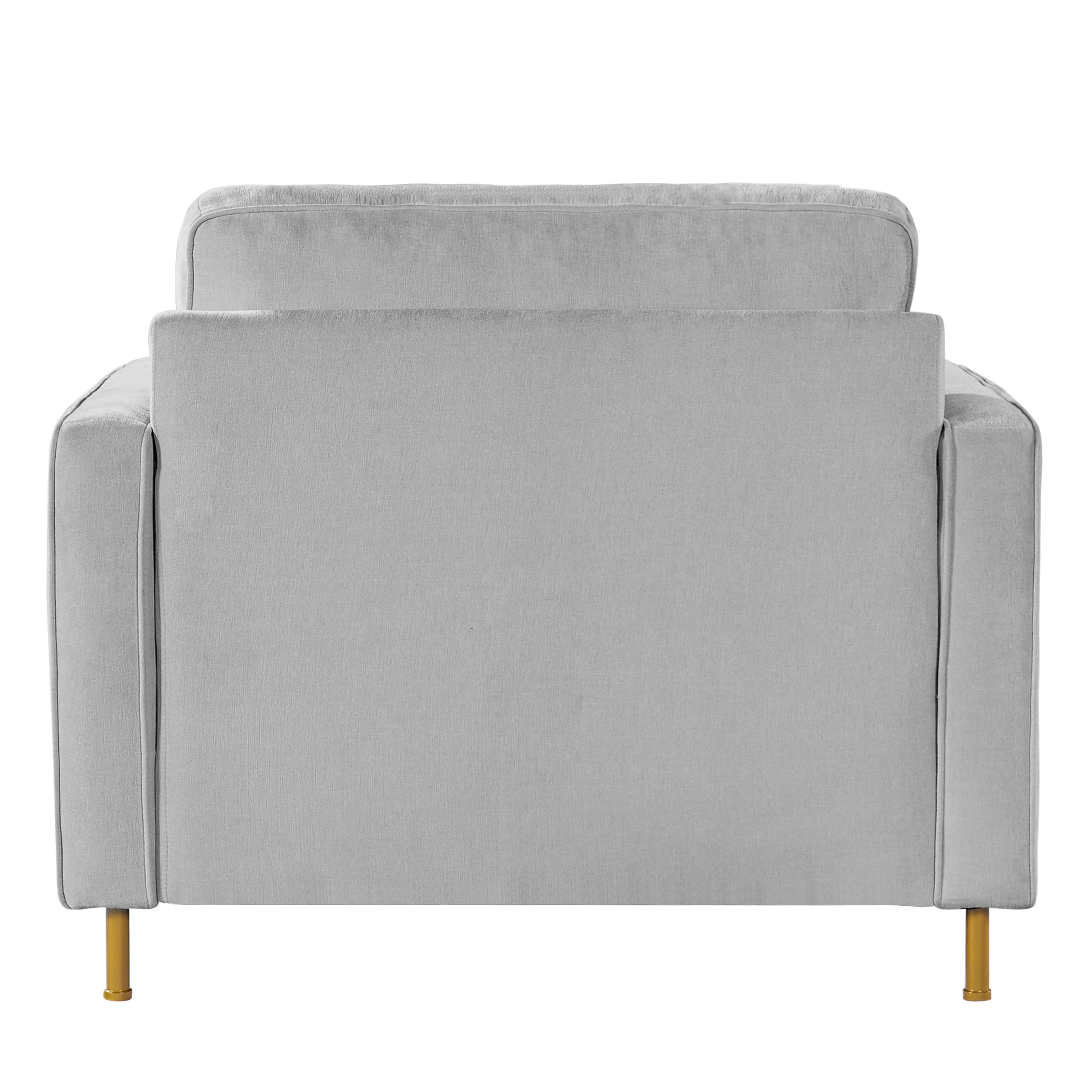 Euroco Modern Accent Chair, Oversized Chenille Upholstered Single Sofa with Deep Seat and Wood Legs, Comfy Reading Armchair for Living Room Bedroom,Light Gray