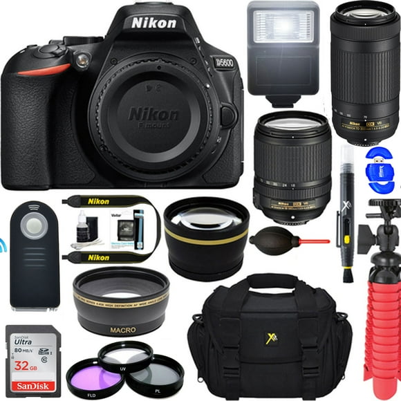 Nikon D5600 24.2MP DX-Format DSLR Camera w/ AF-S 18-140mm & AF-P 70-300mm f/4.5-6.3G VR Lens | Accessory Bundle