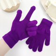 thumbnail image 2 of Fgnfyis Winter Gloves for Women Soft Knit Full Coverage Fingerless Design Modern Minimalist Style Warm Winter Handwear Candy Color Mittens Purple, 2 of 3
