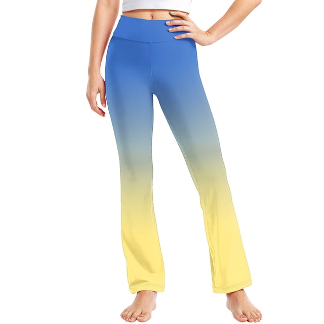 Odeerbi 2-13 Años Niñas Pierna Ancha Pantalones Yoga Gradiente Workout Danza Deportes Atlético Pantalones Elasticidad Lindo Alta Cintura Pantalones Pierna Recta