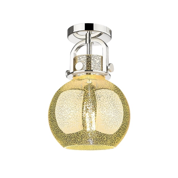 410-1F-PN-G410-8ME Innovations Lighting Newton Sphere - 1 Light Flush Mount-12 Inch Tall and 8 Inch Wide-Polished Nickel Finish-Mercury Glass Color