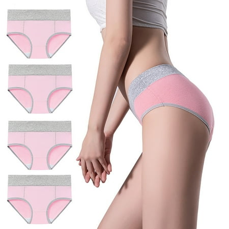 ATOYSOY Women s Shapewear Control Briefs Seamless Plus Size Hip Lifting Cotton Panties  4 Pack Underpants Multipack Solid Panty Classic Briefs Girls Comfy Stretchy Clearance Pink L