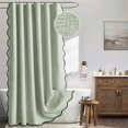 thumbnail image 1 of XmhyTop-A Cortina de ducha de lino, estilo bohemio, moderna, para baño, 180 x 180 cm, 1 pieza, elegante y duradera, para el baño del hogar, color verde., 1 of 5