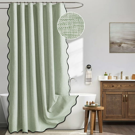 XmhyTop-A Linen Shower Curtain, Boho Shower Curtain, Modern Shower Curtain, Bathroom Curtain, 90*180cm, 1 Piece, Stylish Durable for Home Bathroom,Green