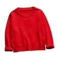 thumbnail image 2 of WRKEKC Kids Crewneck Solid Color Long Sleeve Knit Sweater Boys and Girls Soft Thick Warm Cozy Pullover for 1-7 Years Toddlers Fall Winter Stylish Casual Daily Outwear, 2 of 7