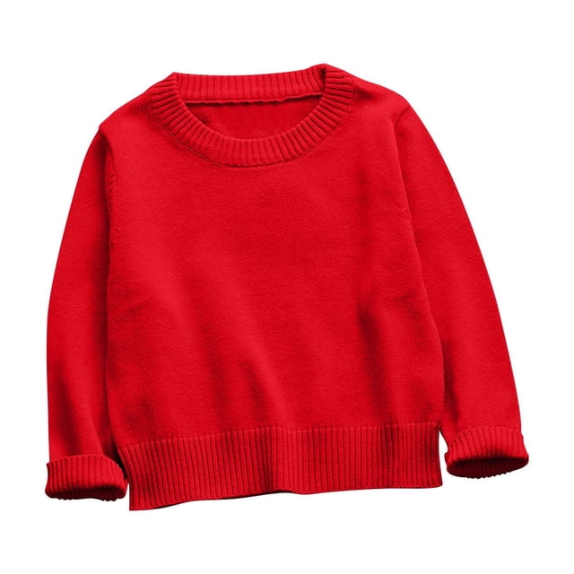 YUTK Vêtements pour Tout-Petits Fille en Liquidation Mode Fille et Garçon Chandail à Col Roulé Chaud à Manches Longues Décontracté pour Enfants Épaissi par-Dessus Rouge